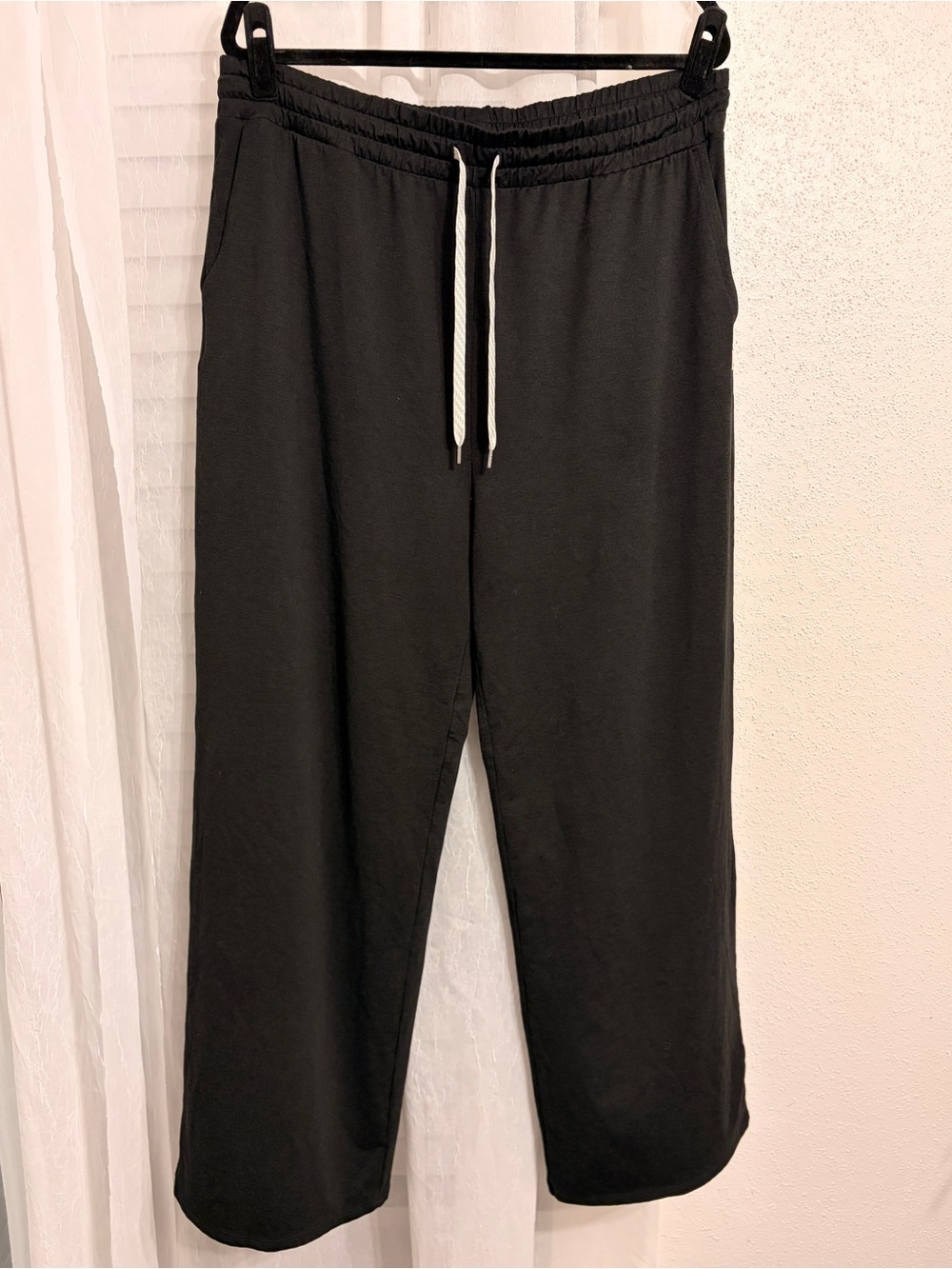 Vuori Black Track Pants with White Drawstring
